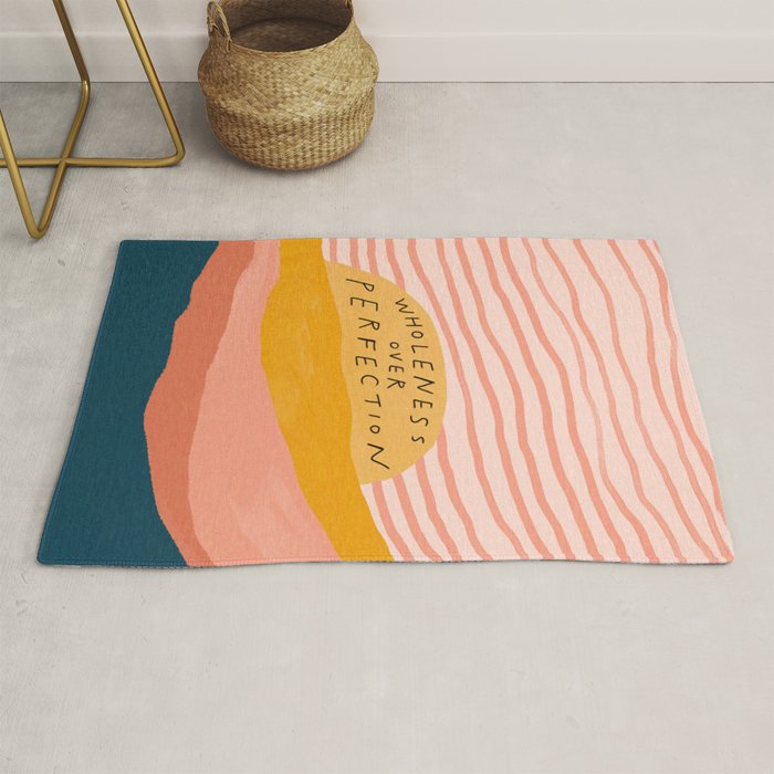 Wholeness Over Perfection | Waves Hand Lettering Design Rug Gallery Image 1