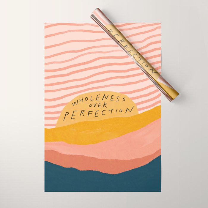 Wholeness Over Perfection | Waves Hand Lettering Design Wrapping Paper Gallery Image 1