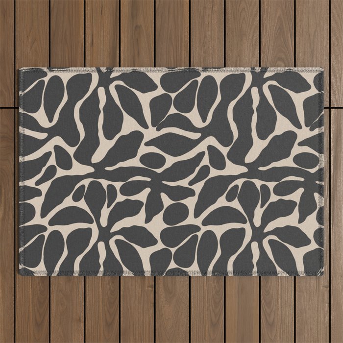 Abstract vintage flower art pattern Outdoor Rug Gallery Image 1