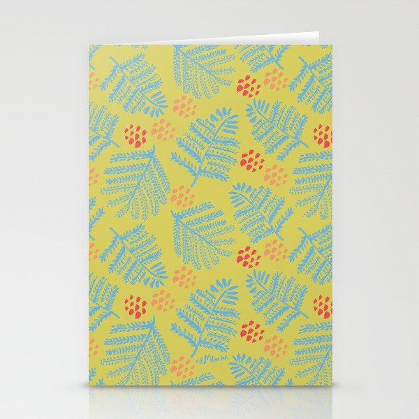 Winter & Woodsy Pine Trees in Yellow & Blue Stationery Card Gallery Image 2