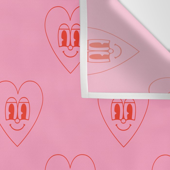 Funny red love heart cartoon pattern Wall Tapestry Gallery Image 3