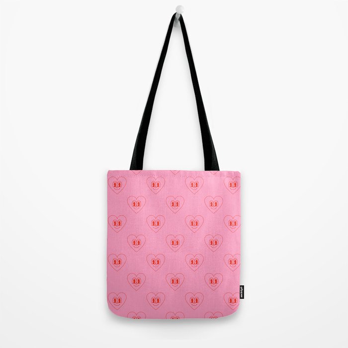 Funny red love heart cartoon pattern Tote Bag Gallery Image 2