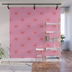 Funny red love heart cartoon pattern Wall Mural Gallery Image 1