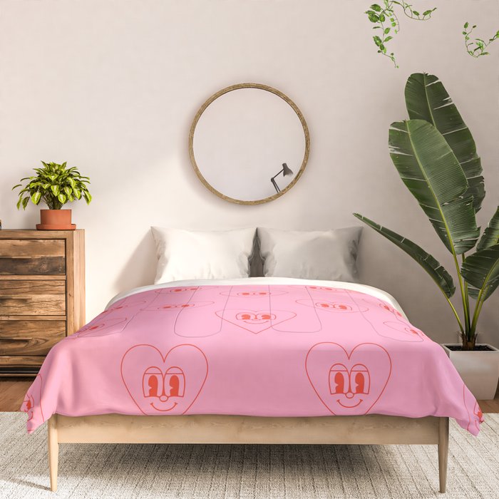 Funny red love heart cartoon pattern Comforter Gallery Image 3