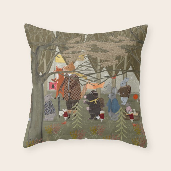woodland parade Throw Pillow Gallery Image 6