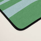 Mid Century Modern Piquet Abstract Multi Geometric Pattern in Green and Light Blue Desk Mat Gallery Image 4