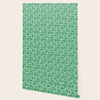 Mid Century Modern Piquet Abstract Multi Geometric Pattern in Green and Light Blue Wallpaper Gallery Image 2