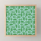 Mid Century Modern Piquet Abstract Multi Geometric Pattern in Green and Light Blue Mini Art Print Gallery Image 1