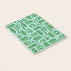 Mid Century Modern Piquet Abstract Multi Geometric Pattern in Green and Light Blue Notebook Gallery Image 3