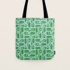 Mid Century Modern Piquet Abstract Multi Geometric Pattern in Green and Light Blue Tote Bag Gallery Image 1