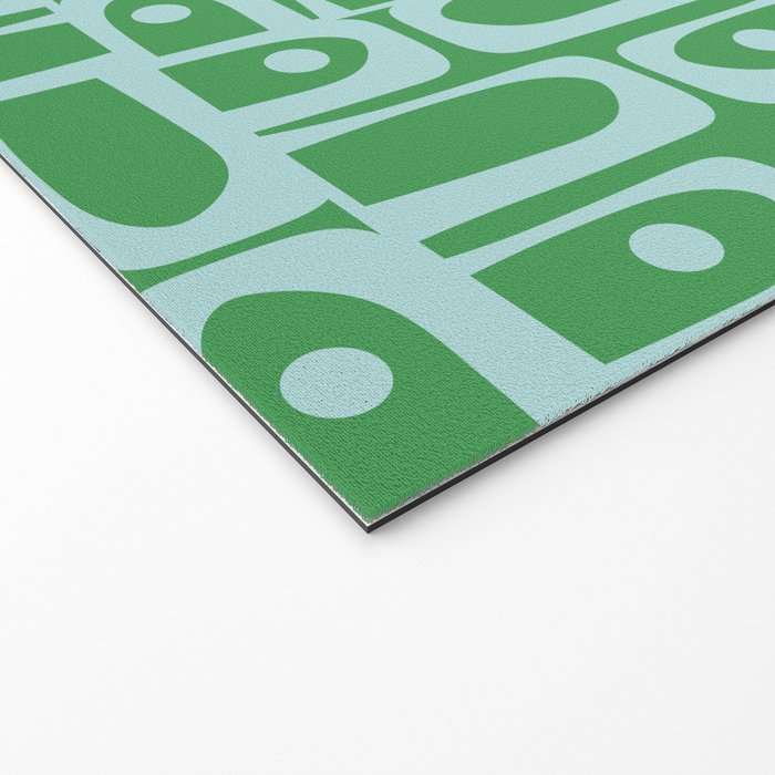 Mid Century Modern Piquet Abstract Multi Geometric Pattern in Green and Light Blue Welcome Mat Gallery Image 2