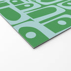 Mid Century Modern Piquet Abstract Multi Geometric Pattern in Green and Light Blue Welcome Mat Gallery Image 2