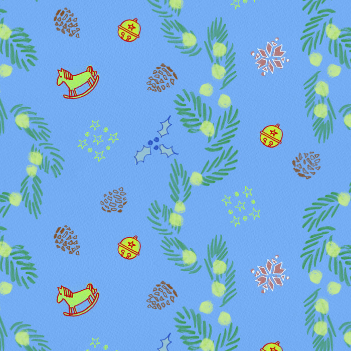 Whimsical Tiny Toys & Pine Branches in Blue Coffee Mug Gallery Image 2