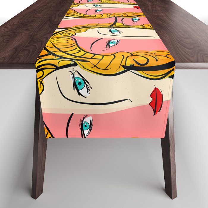 Comics Pop Girl Pattern Table Runner Gallery Image 1