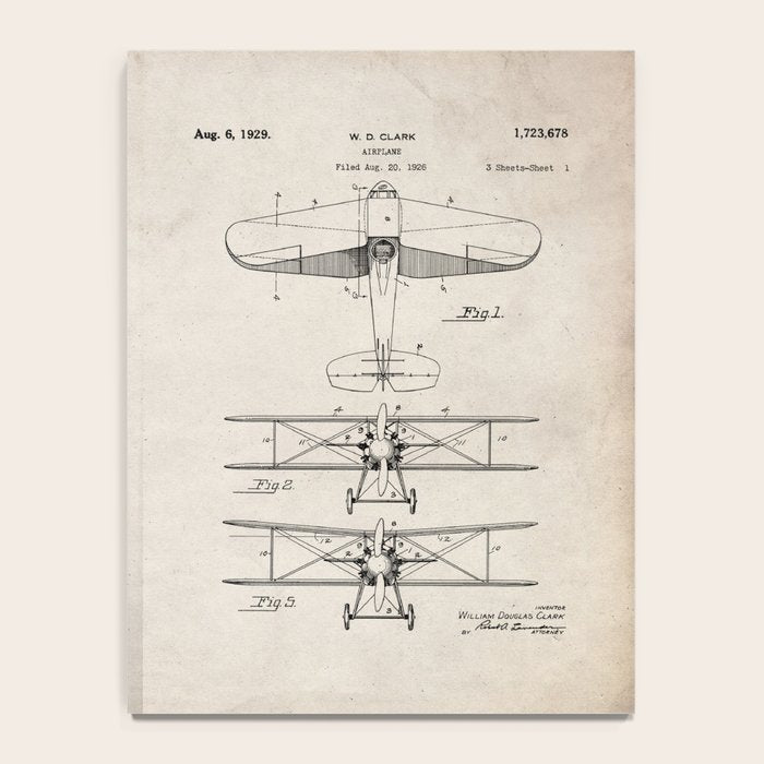 Biplane Patent - Aviation Art - Antique Notebook Gallery Image 4