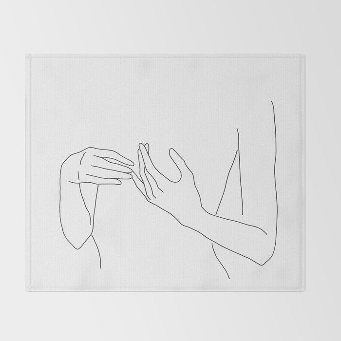 Line Hands 2 Throw Blanket Gallery Image 2
