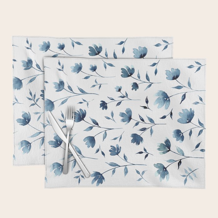 Blue flowers | Watercolor Pattern Placemat Gallery Image 1