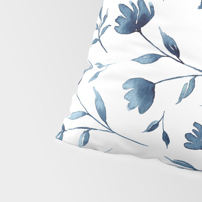Blue flowers | Watercolor Pattern Pillow Sham Gallery Image 4