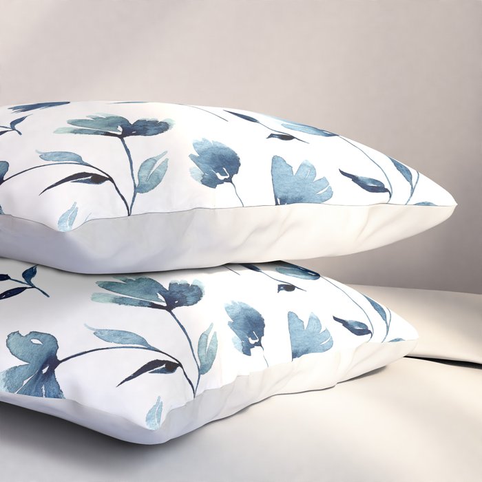 Blue flowers | Watercolor Pattern Pillow Sham Gallery Image 3