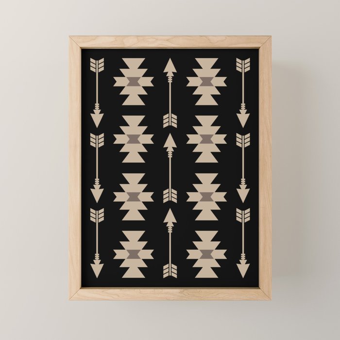 Southwestern Arrow Pattern 233 Black and Beige Mini Art Print Gallery Image 1