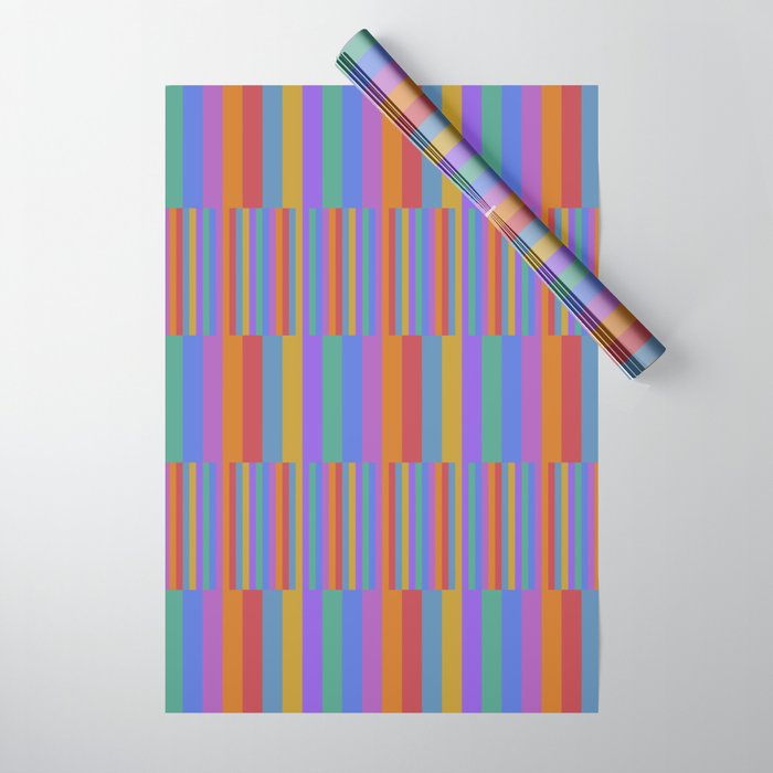 Mixed Stripes Pattern II Primary Rainbow Wrapping Paper Gallery Image 1