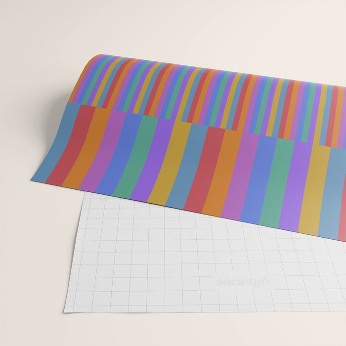 Mixed Stripes Pattern II Primary Rainbow Wrapping Paper Gallery Image 2