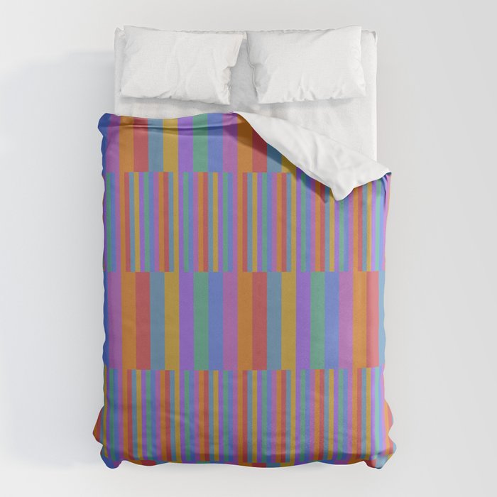 Mixed Stripes Pattern II Primary Rainbow Duvet Cover Gallery Image 6