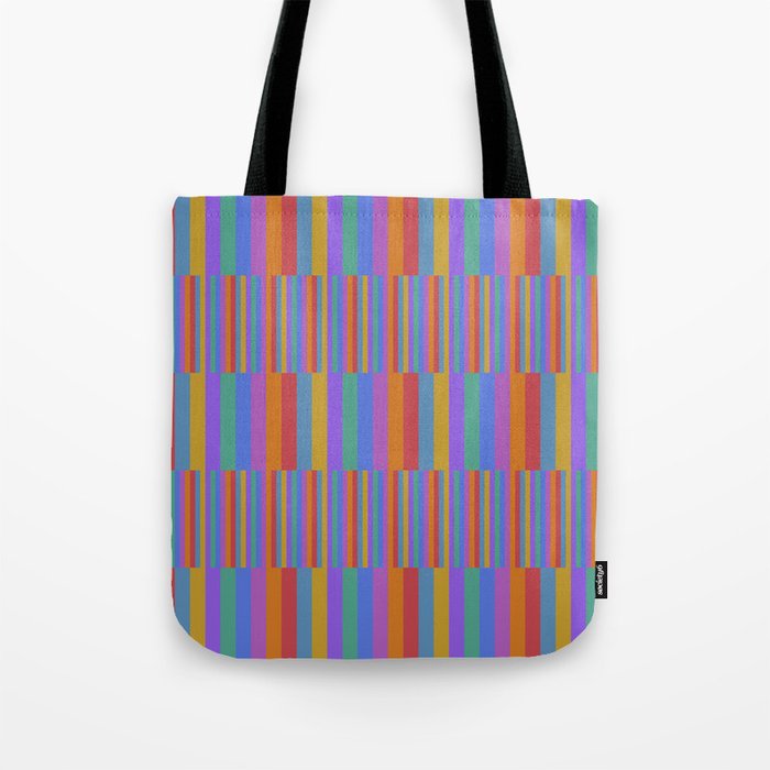 Mixed Stripes Pattern II Primary Rainbow Tote Bag Gallery Image 1