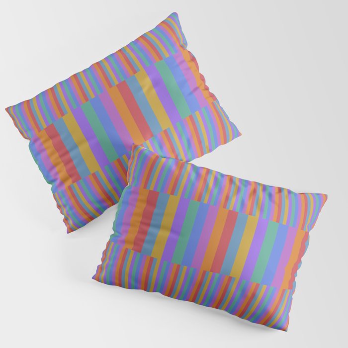 Mixed Stripes Pattern II Primary Rainbow Pillow Sham Gallery Image 1