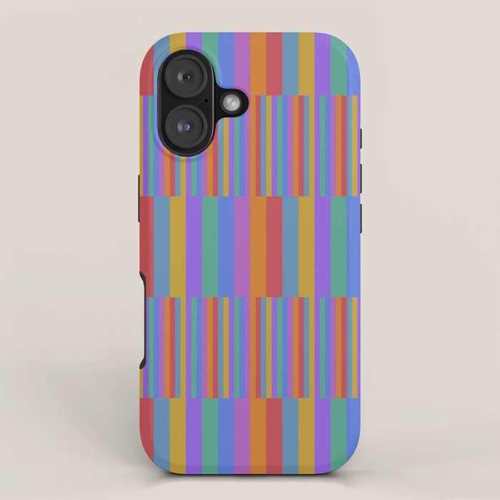 Mixed Stripes Pattern II Primary Rainbow iPhone Case Gallery Image 1