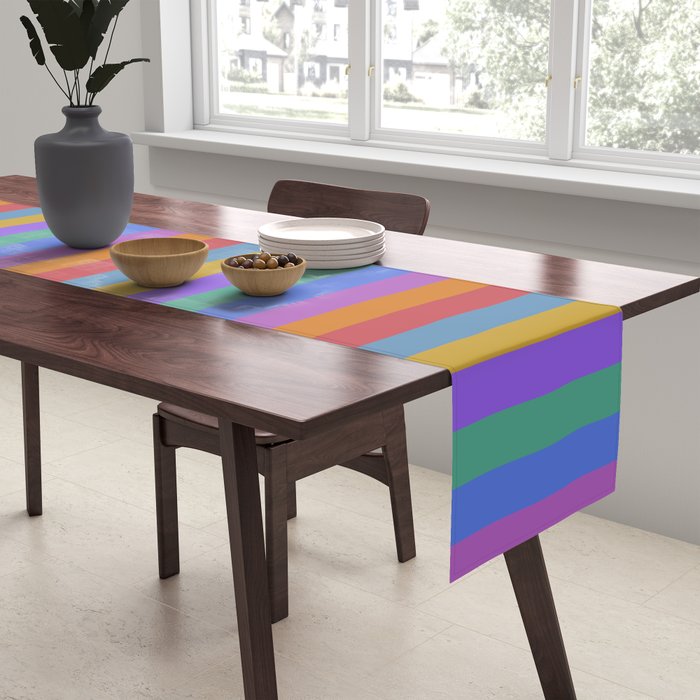 Mixed Stripes Pattern II Primary Rainbow Table Runner Gallery Image 2