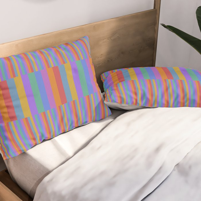 Mixed Stripes Pattern II Primary Rainbow Pillow Sham Gallery Image 2