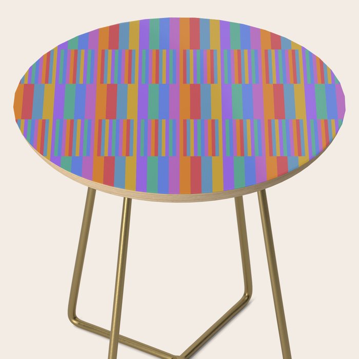 Mixed Stripes Pattern II Primary Rainbow Side Table Gallery Image 2
