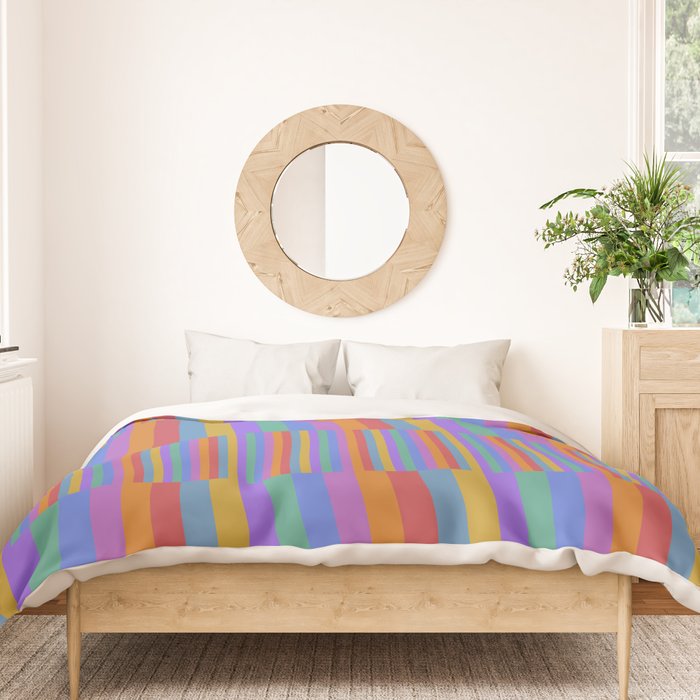 Mixed Stripes Pattern II Primary Rainbow Duvet Cover Gallery Image 3