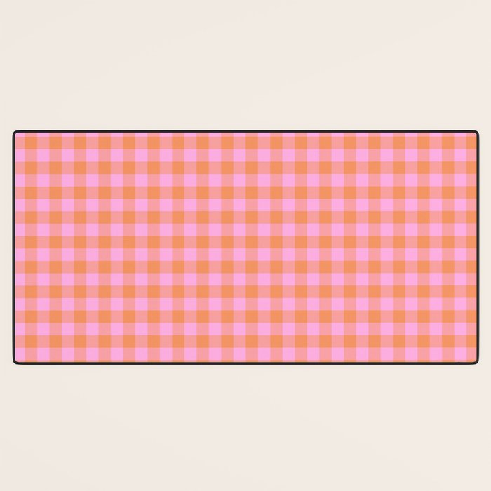 Checkered Plaid in Pink and Orange Desk Mat Gallery Image 3