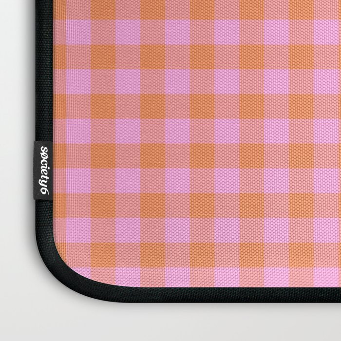 Checkered Plaid in Pink and Orange Laptop Sleeve Gallery Image 3