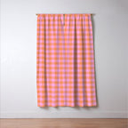 Checkered Plaid in Pink and Orange Window Curtain Gallery Image 3