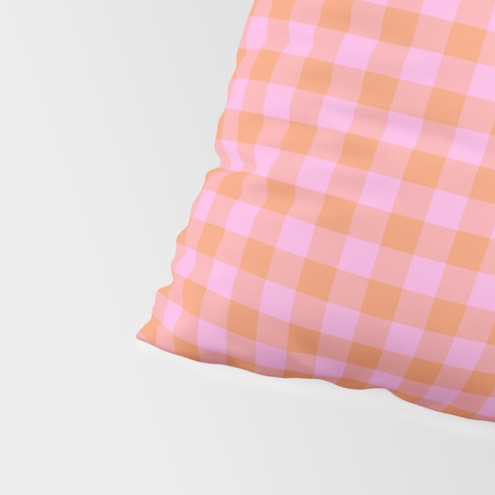 Checkered Plaid in Pink and Orange Pillow Sham Gallery Image 4