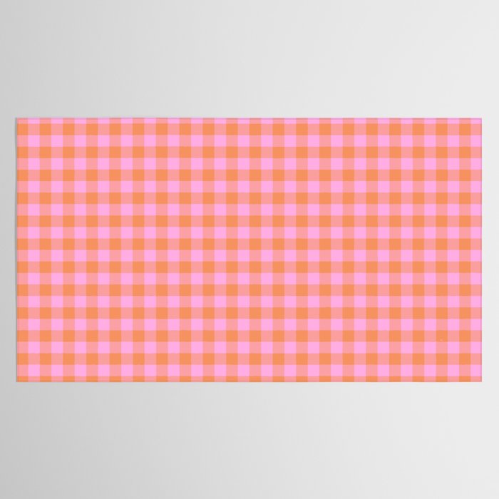 Checkered Plaid in Pink and Orange Tablecloth Gallery Image 2