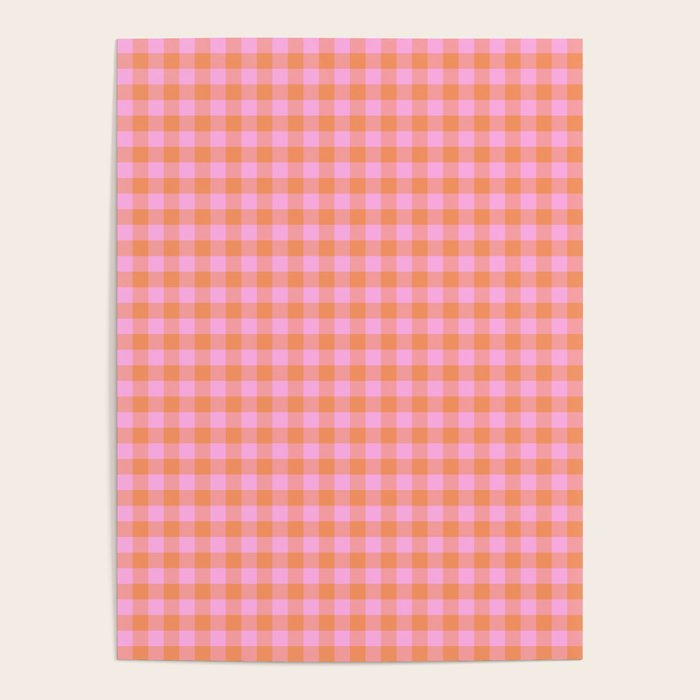 Checkered Plaid in Pink and Orange Poster Gallery Image 4
