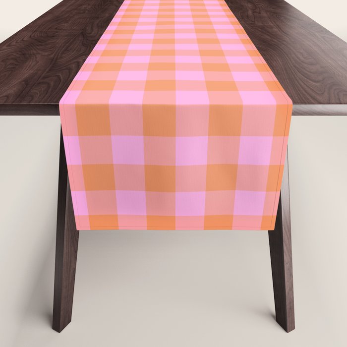 Checkered Plaid in Pink and Orange Table Runner Gallery Image 1