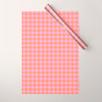 Checkered Plaid in Pink and Orange Wrapping Paper Gallery Image 1