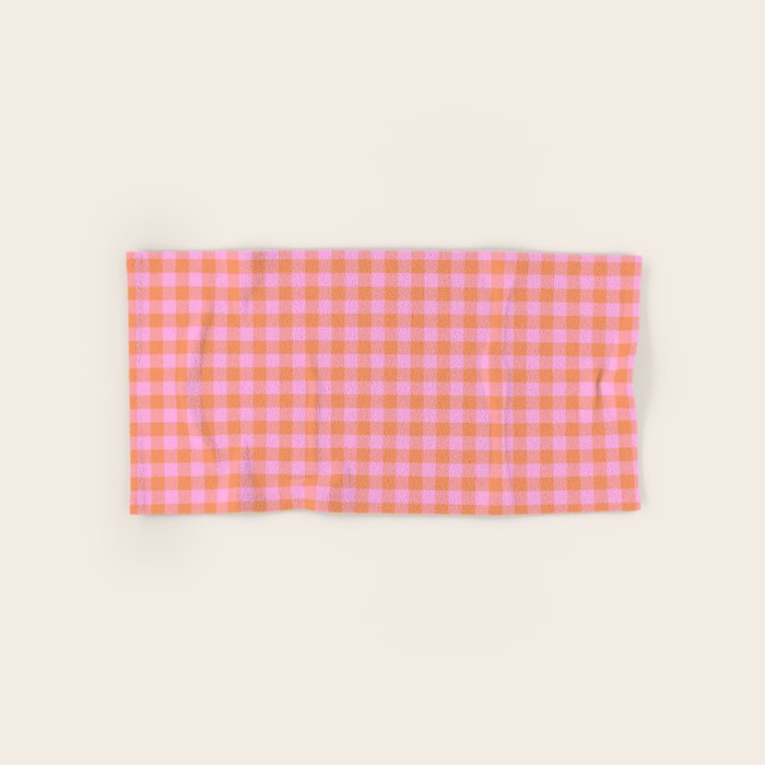 Checkered Plaid in Pink and Orange Bath Towel Gallery Image 1