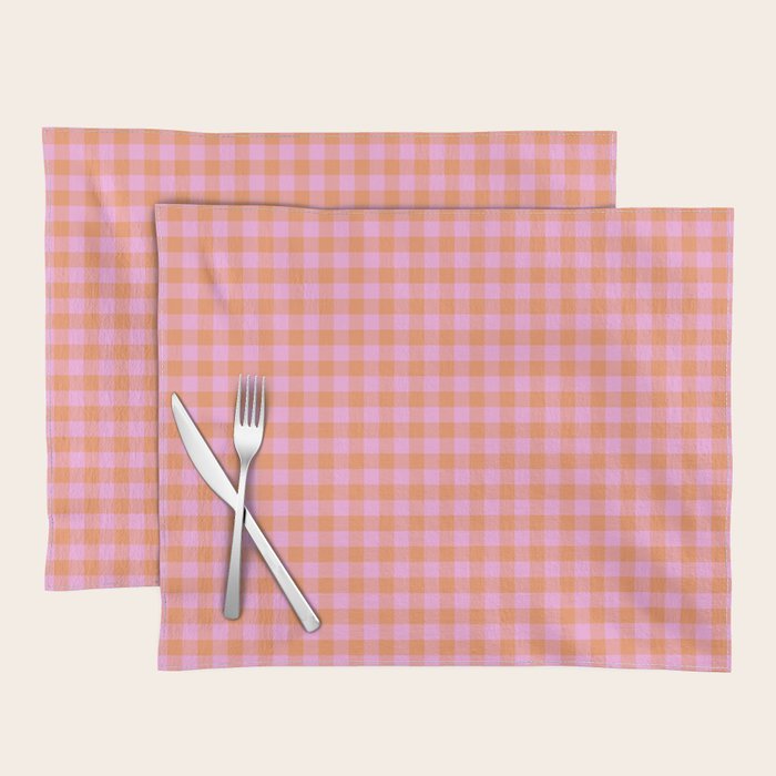 Checkered Plaid in Pink and Orange Placemat Gallery Image 1