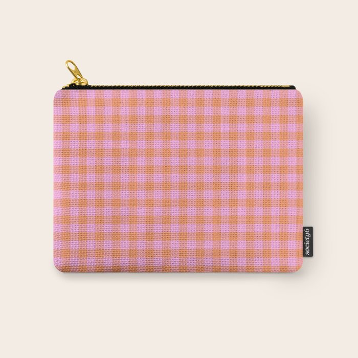 Checkered Plaid in Pink and Orange Carry All Pouch Gallery Image 1