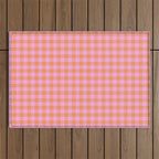 Checkered Plaid in Pink and Orange Outdoor Rug Gallery Image 1