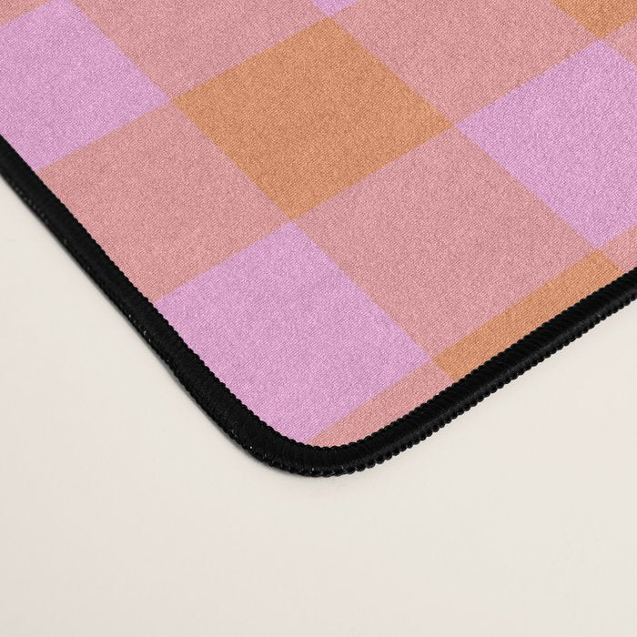 Checkered Plaid in Pink and Orange Desk Mat Gallery Image 4