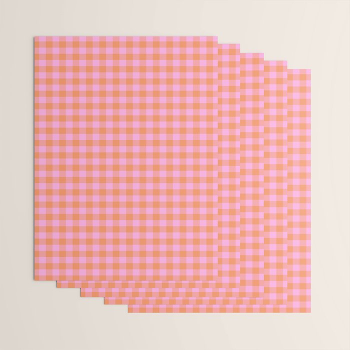 Checkered Plaid in Pink and Orange Wrapping Paper Gallery Image 3