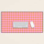 Checkered Plaid in Pink and Orange Desk Mat Gallery Image 1