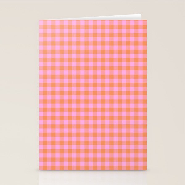 Checkered Plaid in Pink and Orange Stationery Card Gallery Image 1